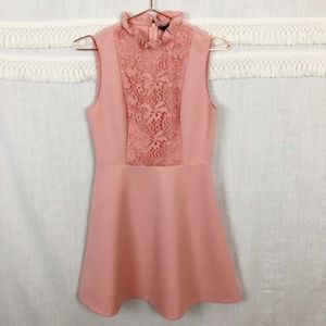 Zara | Guipure Lace High Neck Flare Skirt Dress | Size Small